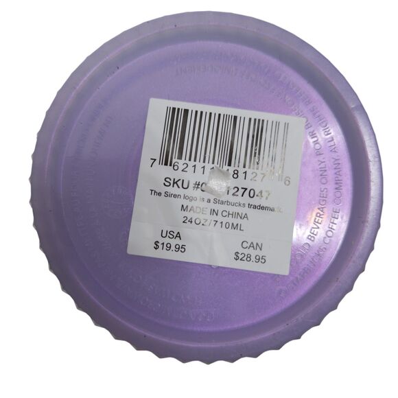 STARBUCKS Venti Cup Tumbler Icy Lilac Studded Bling 24 oz + Topper Winter 2021 - Picture 7 of 7